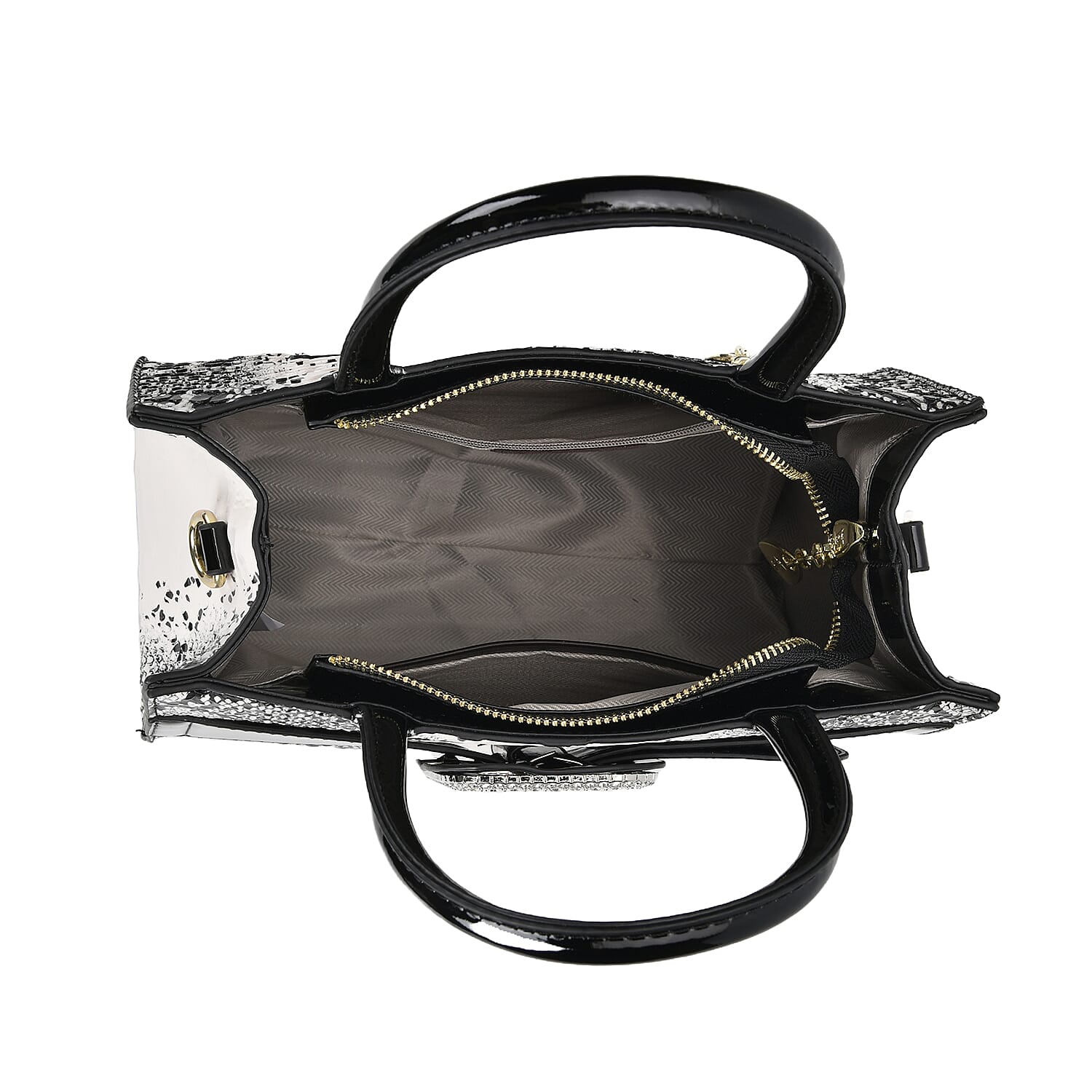 Snake Embossed Crossbody Bag - Black