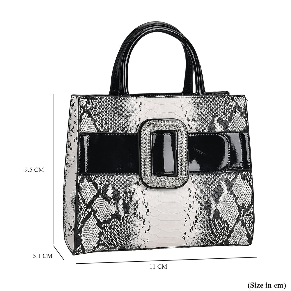 Snake Embossed Crossbody Bag - Black