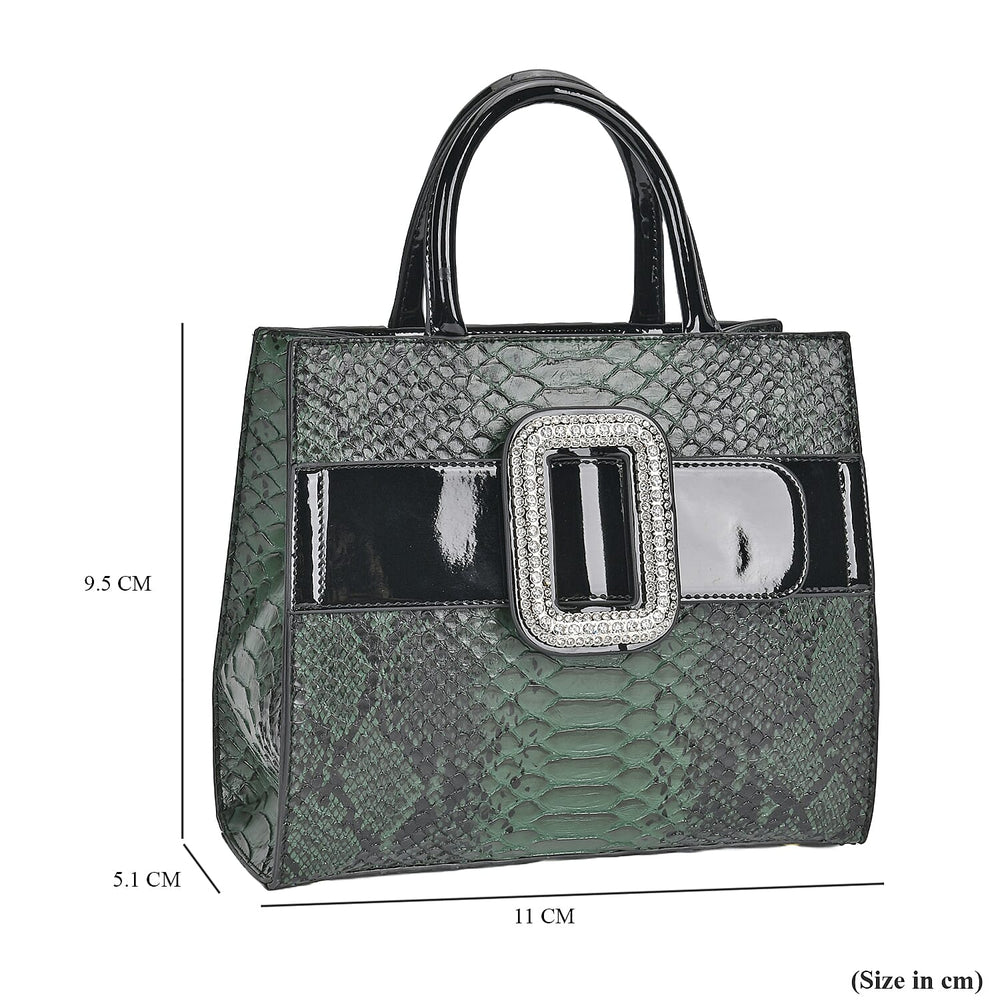 Snake Skin Pattern Crossbody Bag - Green - Black