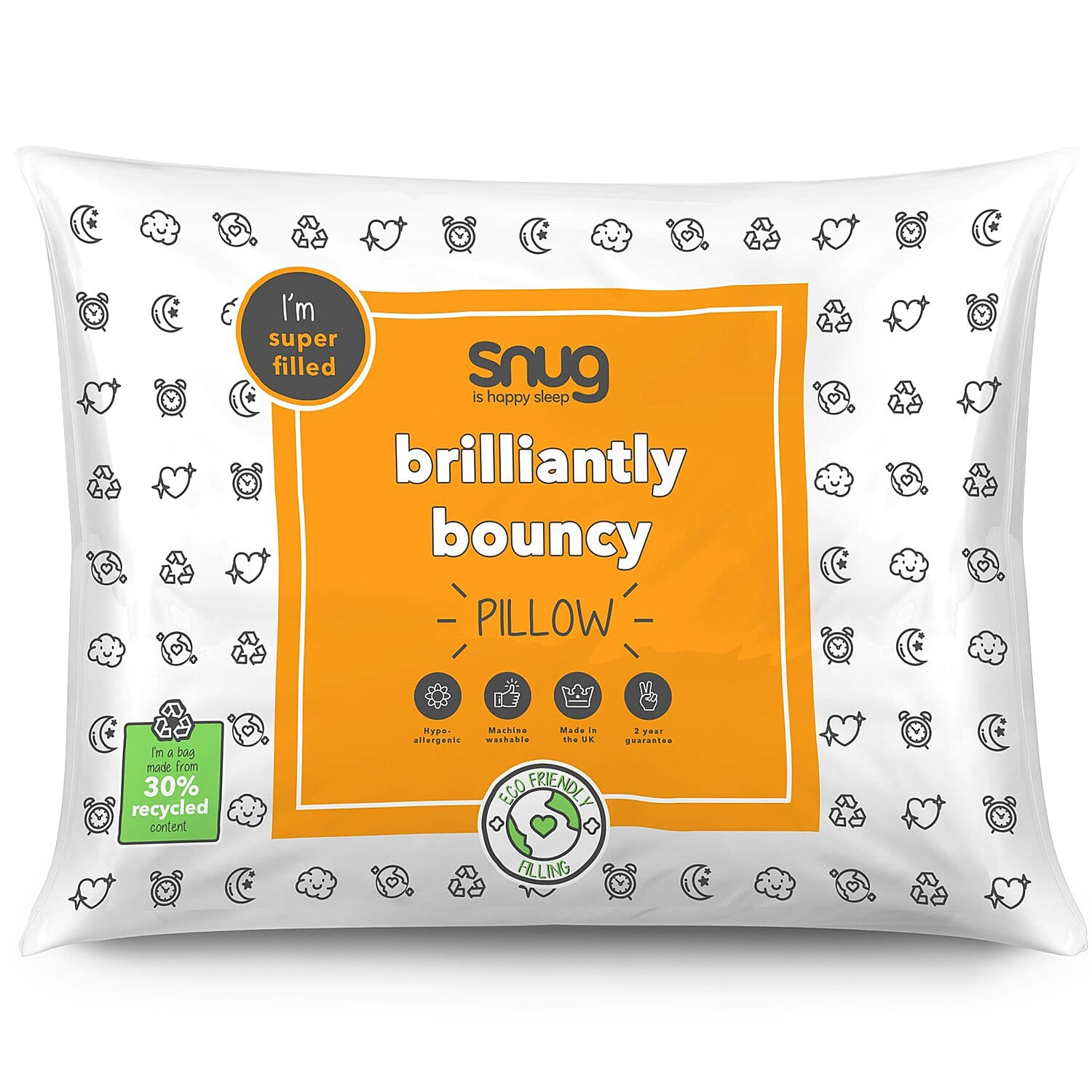 SNUG Brilliantly Bouncy Cotton Pillow - White
