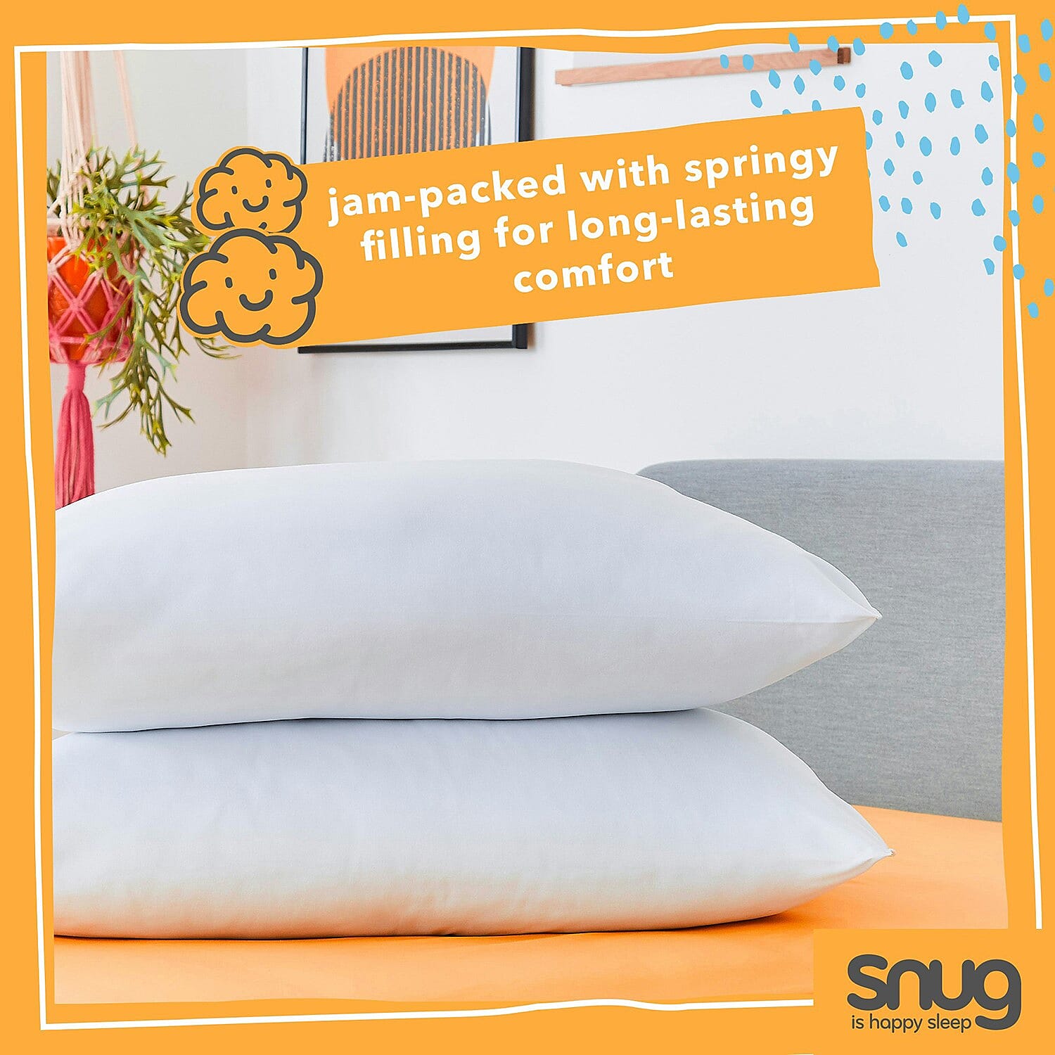 SNUG Brilliantly Bouncy Cotton Pillow - White