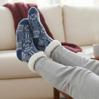 Snowflake Pattern Thick Warm Sherpa Socks - Blue