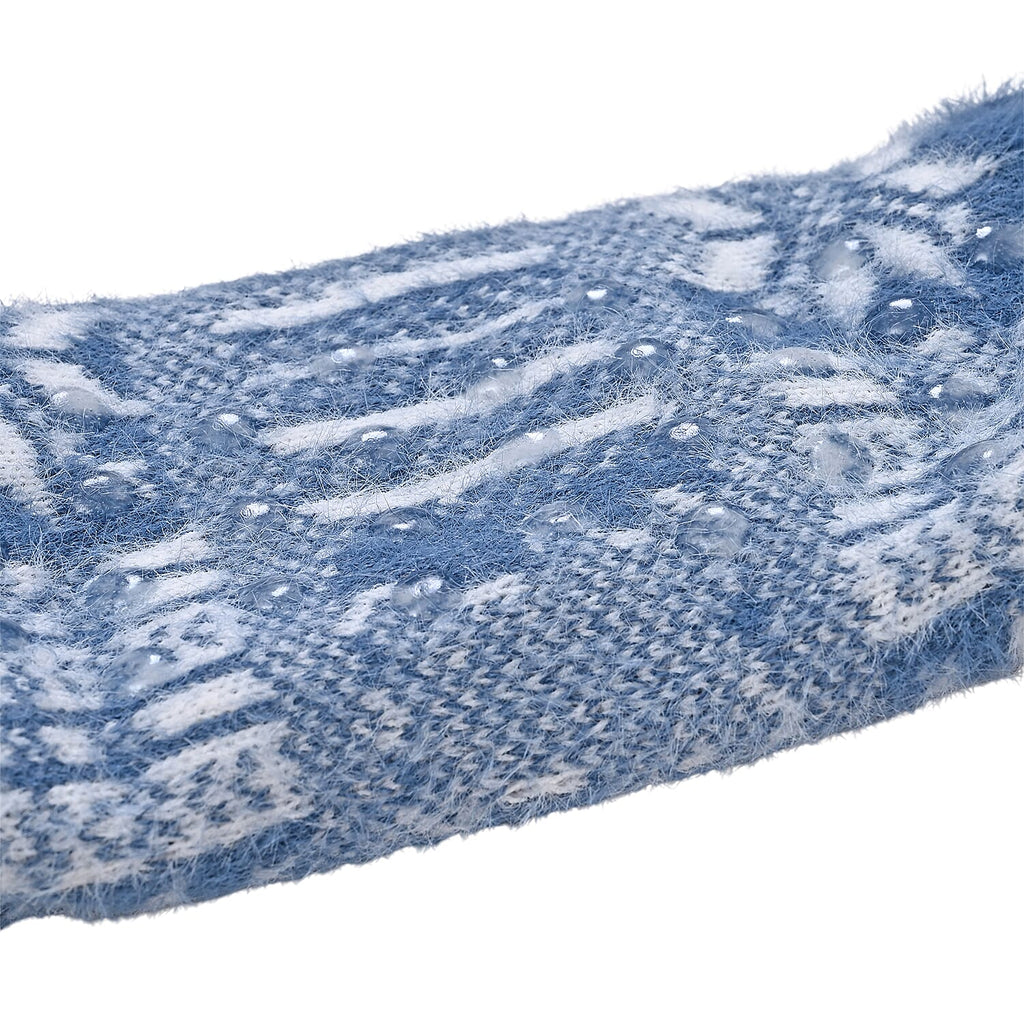 Snowflake Pattern Thick Warm Sherpa Socks - Blue