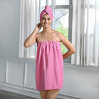 Soft - Comfortable Microfiber Bath and Hair Wrap Cap Set - Light Pink
