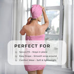 Soft - Comfortable Microfiber Bath and Hair Wrap Cap Set - Light Pink