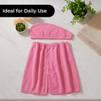 Soft - Comfortable Microfiber Bath and Hair Wrap Cap Set - Light Pink