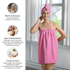 Soft - Comfortable Microfiber Bath and Hair Wrap Cap Set - Light Pink