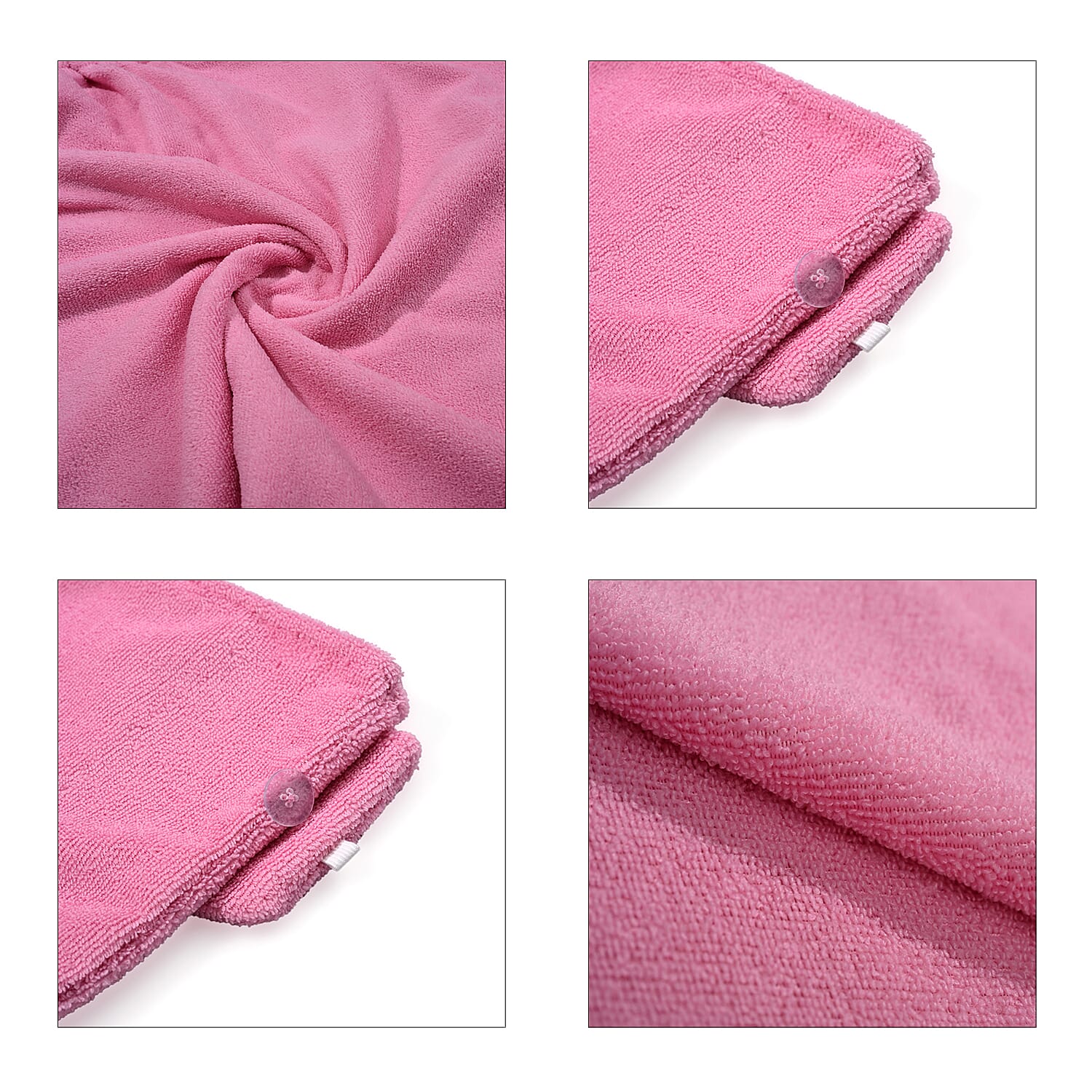Soft - Comfortable Microfiber Bath and Hair Wrap Cap Set - Light Pink
