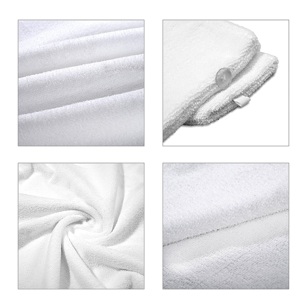 Soft - Comfortable Microfiber Bath and Hair Wrap Cap Set - White