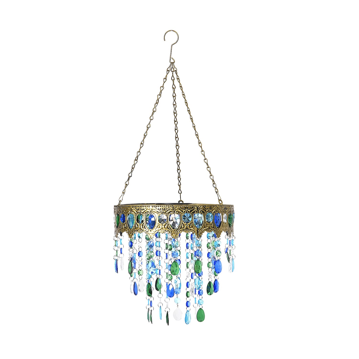 Solar Outdoor Chandelier Light with Synthetic Crystal Beads - Blue