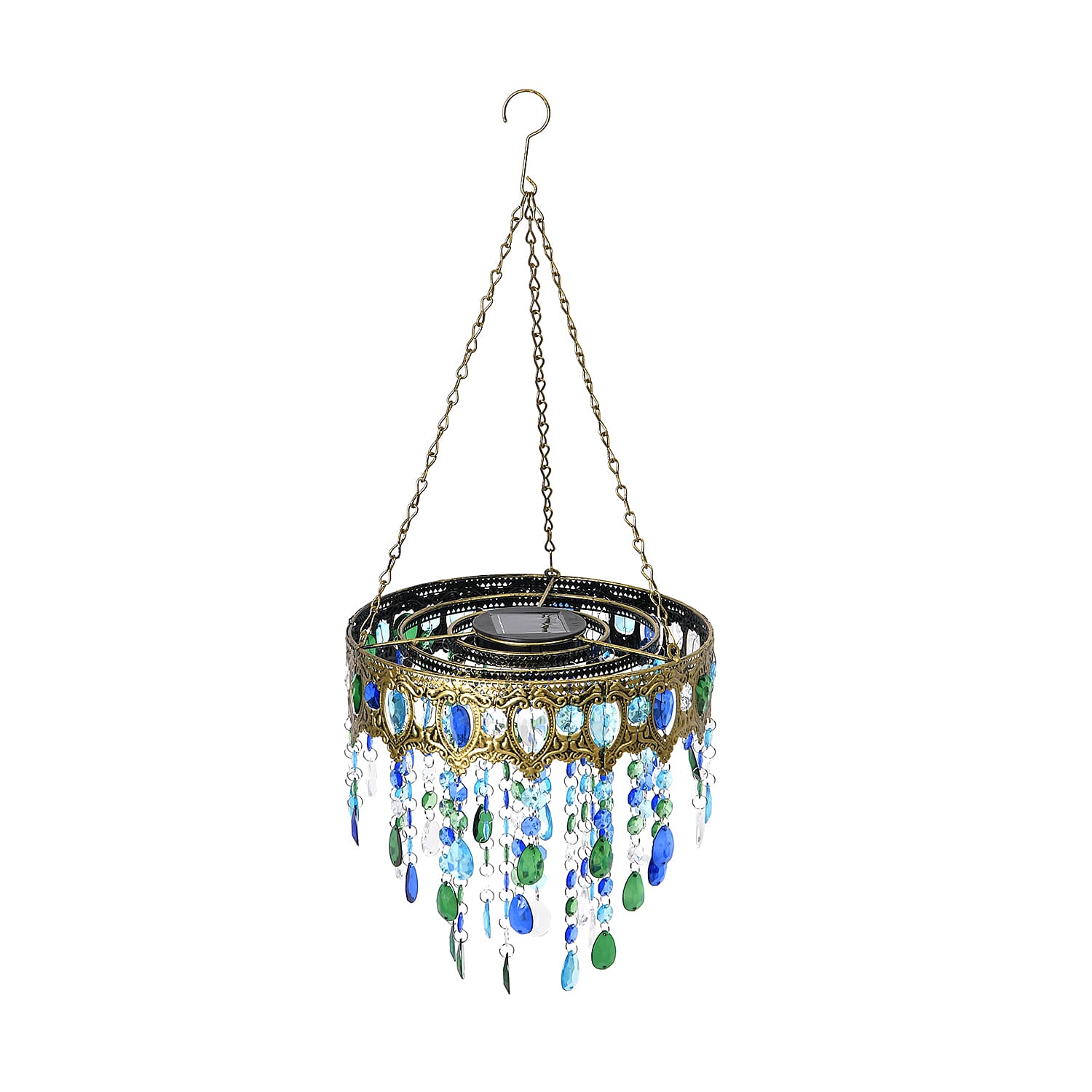 Solar Outdoor Chandelier Light with Synthetic Crystal Beads - Blue
