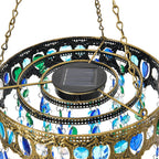 Solar Outdoor Chandelier Light with Synthetic Crystal Beads - Blue