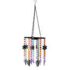 Solar Outdoor Chandelier with Synthetic Crystal Beads, Flower - Leaves Design - Multicolor