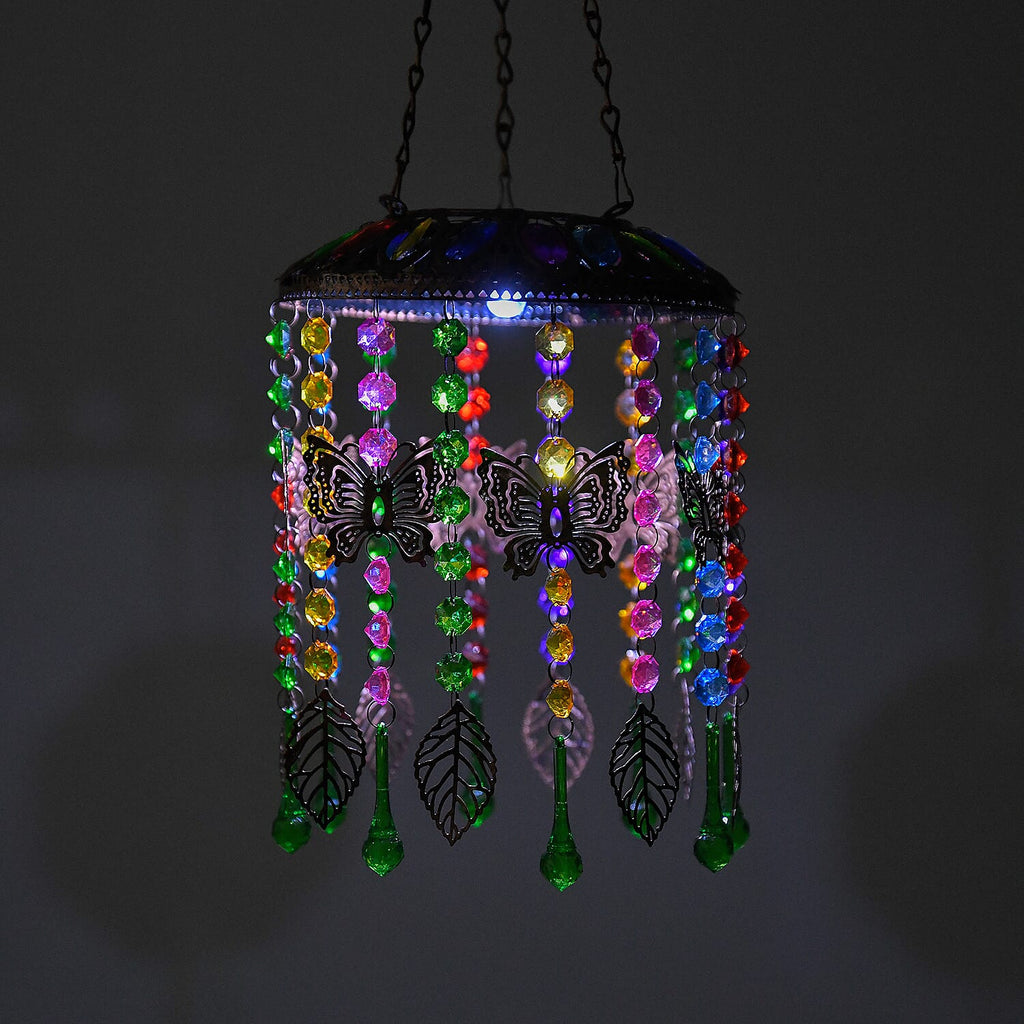 Solar Outdoor Chandelier Light with Synthetic Crystal Beads - Blue