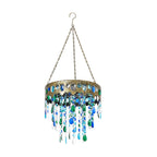 Solar Outdoor Chandelier Light with Synthetic Crystal Beads - Blue