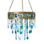 Solar Outdoor Chandelier Light with Synthetic Crystal Beads - Blue