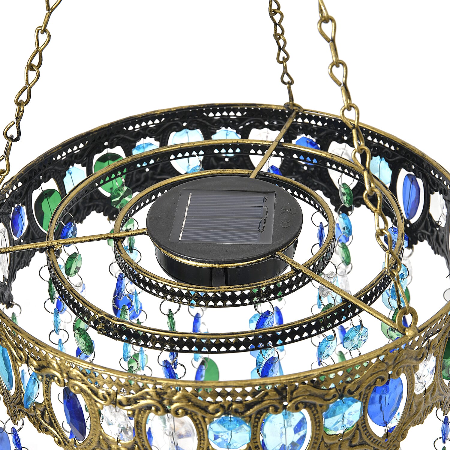 Solar Outdoor Chandelier Light with Synthetic Crystal Beads - Blue