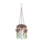 Solar Outdoor Chandelier with Butterfly Synthetic Crystal Beads - Leaves Design - Multicolour