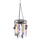 Solar Outdoor Chandelier with Synthetic Crystal Beads, Flower - Leaves Design - Multicolor