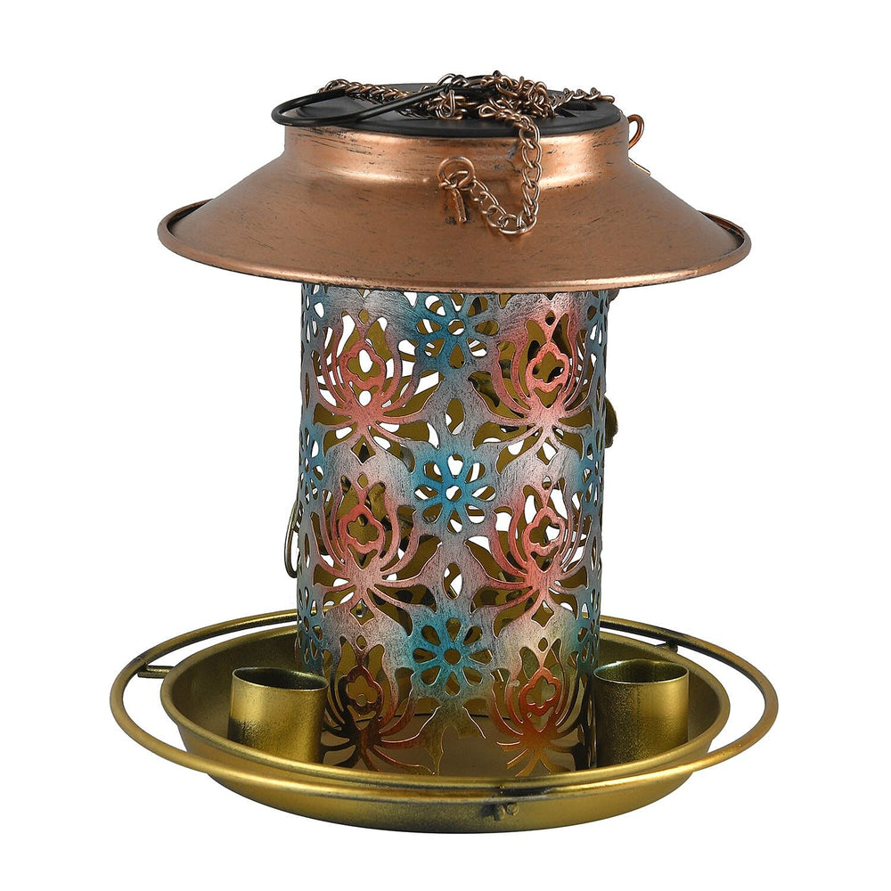 Solar Powered Bird Feeder Lamp with IP65 Waterproof (Size 36x18 cm) - Bronze