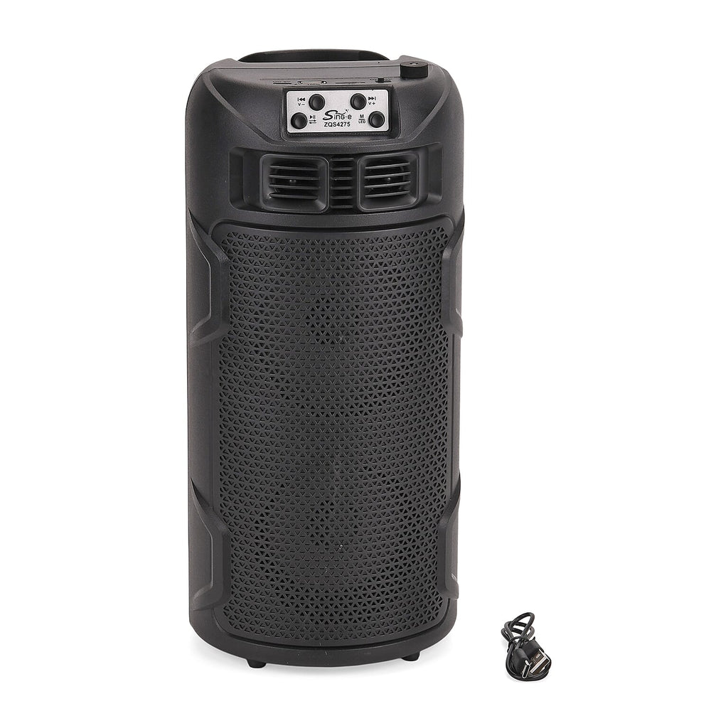 Solar Powered Bluetooth Speaker with Seven Coloured Lights - BT-USB-TF Card (Size 15x32.5X15 cm) - Black
