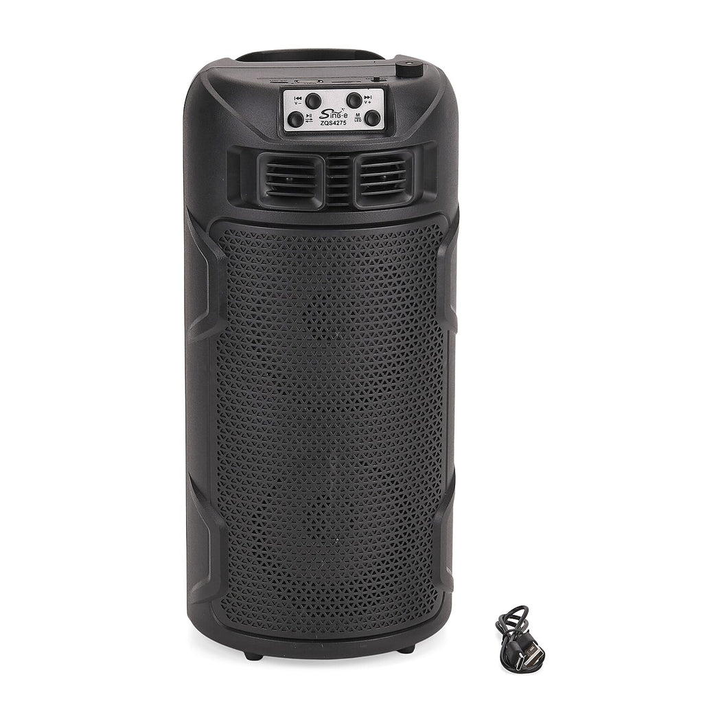 Solar Powered Bluetooth Speaker with Seven Coloured Lights - BT-USB-TF Card (Size 15x32.5X15 cm) - Black