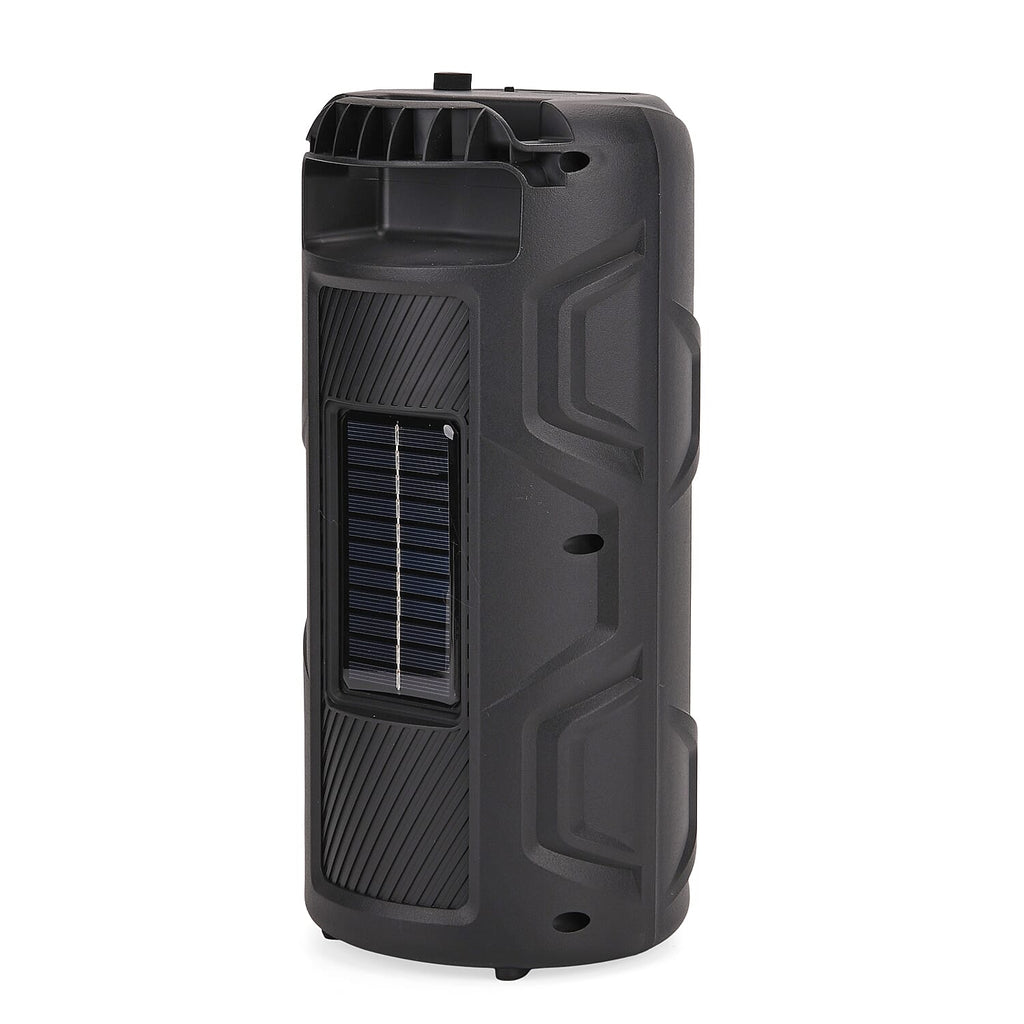 Solar Powered Bluetooth Speaker with Seven Coloured Lights - BT-USB-TF Card (Size 15x32.5X15 cm) - Black