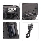 Solar Powered Bluetooth Speaker with Seven Coloured Lights - BT-USB-TF Card (Size 15x32.5X15 cm) - Black