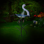 Garden Theme Crane Shaped Birdbath with Solar Light - Light Blue and Multi
