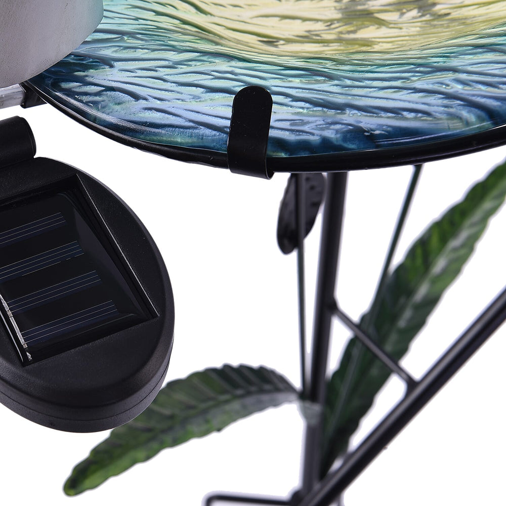 Garden Theme Crane Shaped Birdbath with Solar Light - Light Blue and Multi