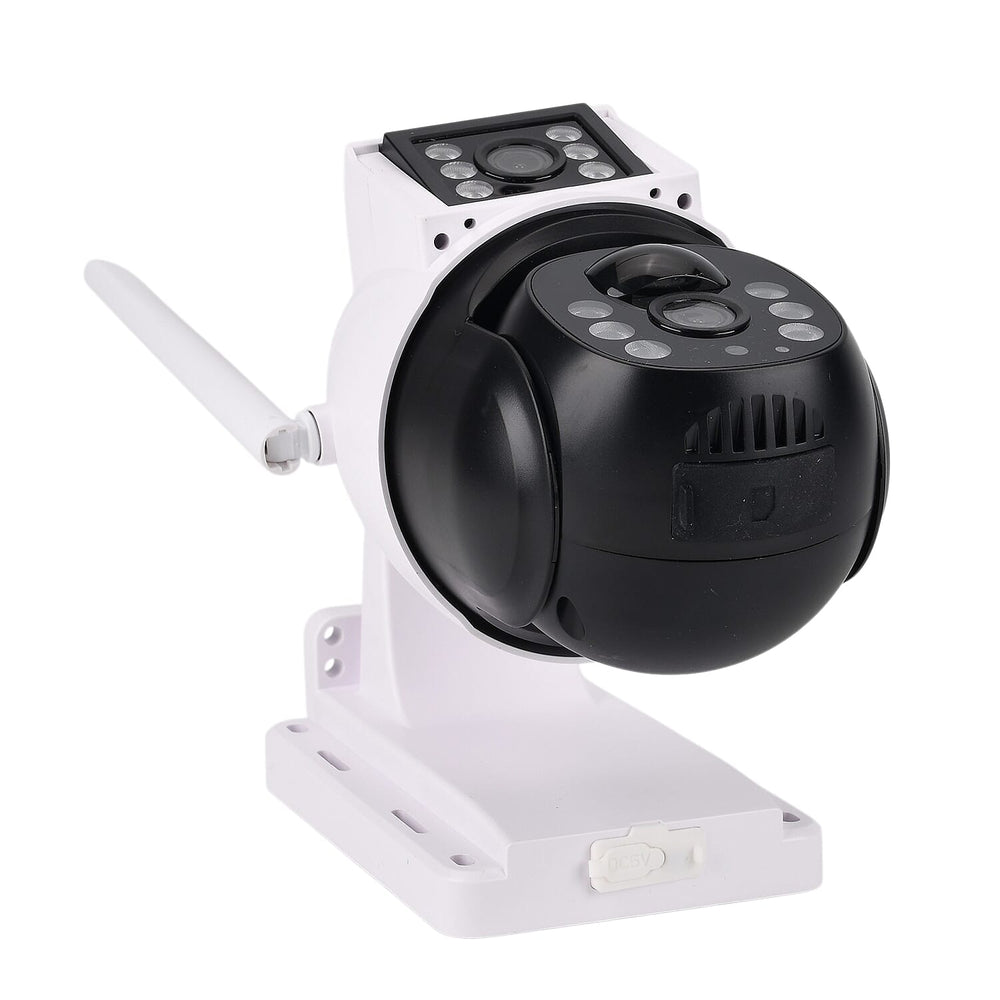Solar Panel Dual HD Camera System with Night Vision, Flood Lights, 8W Solar Panel Included
