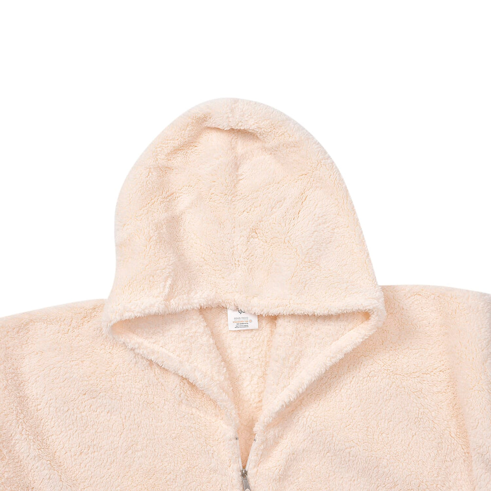 Adults’ Solid Colour Sherpa Blanket Hoodie with Zip Front & Side Pockets