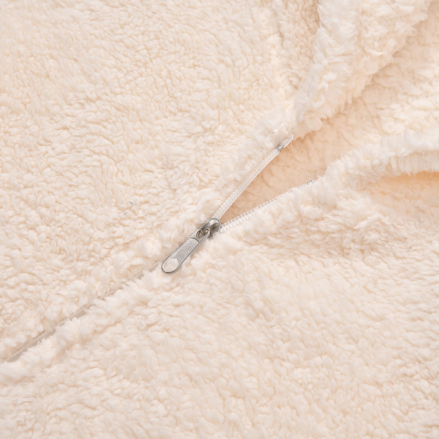 Unisex Super Soft Sherpa Zip Up Hoodie With Pockets - Up To Size 30 - Ivory