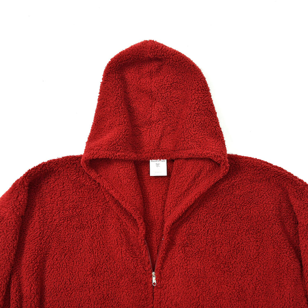 Adults’ Solid Colour Sherpa Blanket Hoodie with Zip Front & Side Pockets