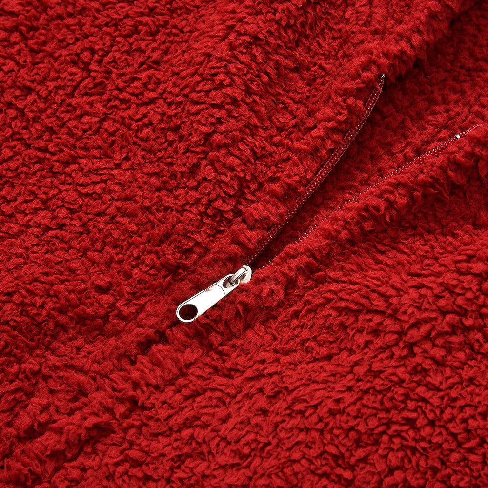 Adults’ Solid Colour Sherpa Blanket Hoodie with Zip Front & Side Pockets