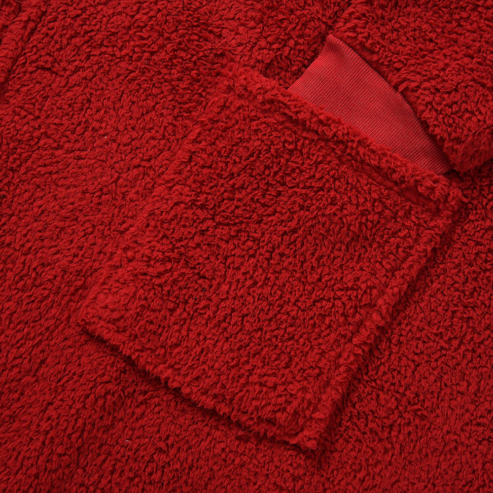 Adults’ Solid Colour Sherpa Blanket Hoodie with Zip Front & Side Pockets