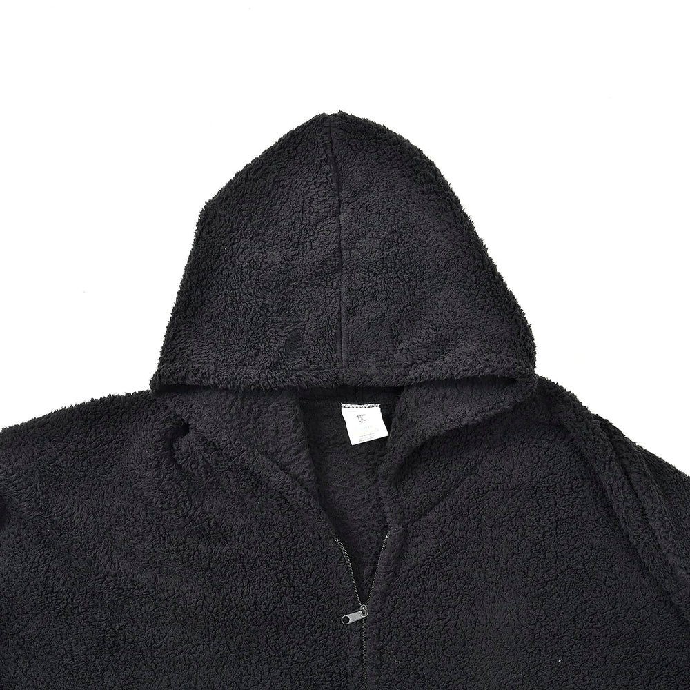 Adults’ Solid Colour Sherpa Blanket Hoodie with Zip Front & Side Pockets