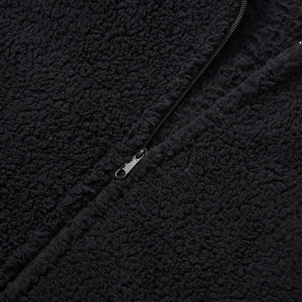 Adults’ Solid Colour Sherpa Blanket Hoodie with Zip Front & Side Pockets