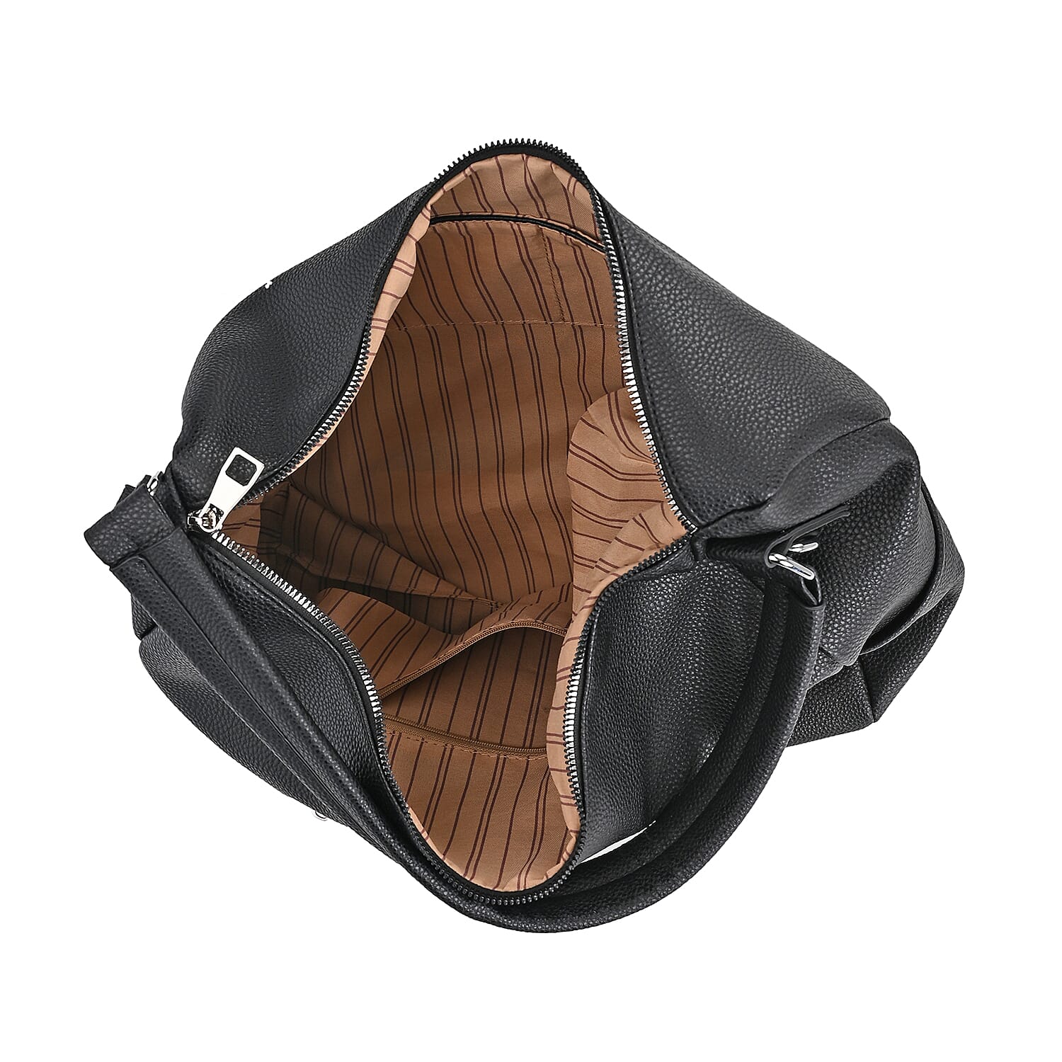 Solid Hobo Style Shoulder Bag - Black