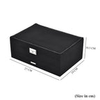 2 Layer Velvet Jewellery Box With Lock  - Black