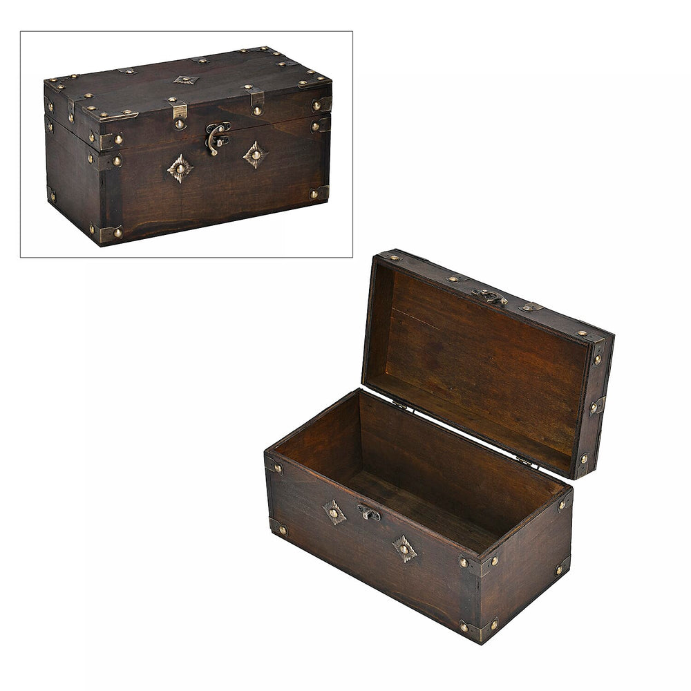 Solid European Style Wooden Box (Size 25x13x13 cm) - Brown