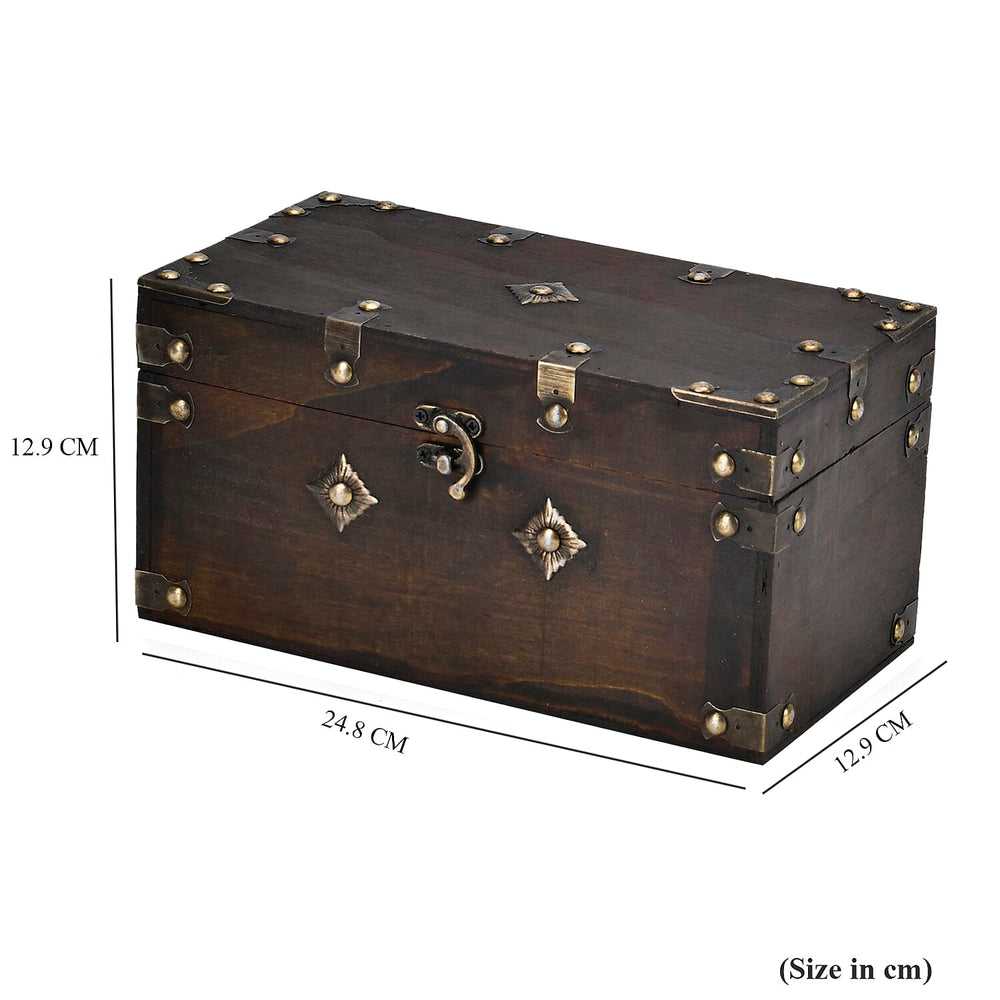 Solid European Style Wooden Box (Size 25x13x13 cm) - Brown