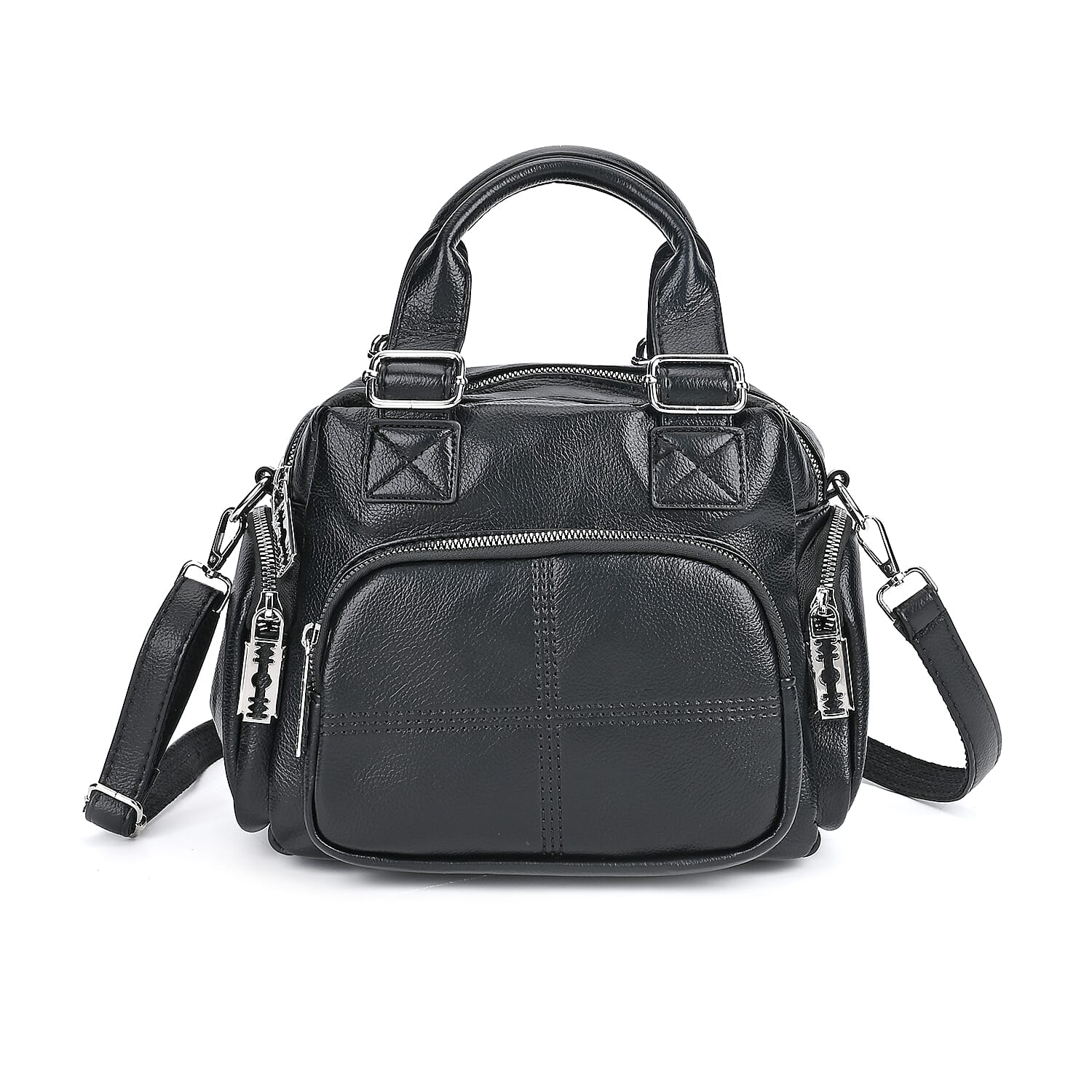Solid Multi Pocket Crossbody Bag (Size 27x15x19 cm) - Black