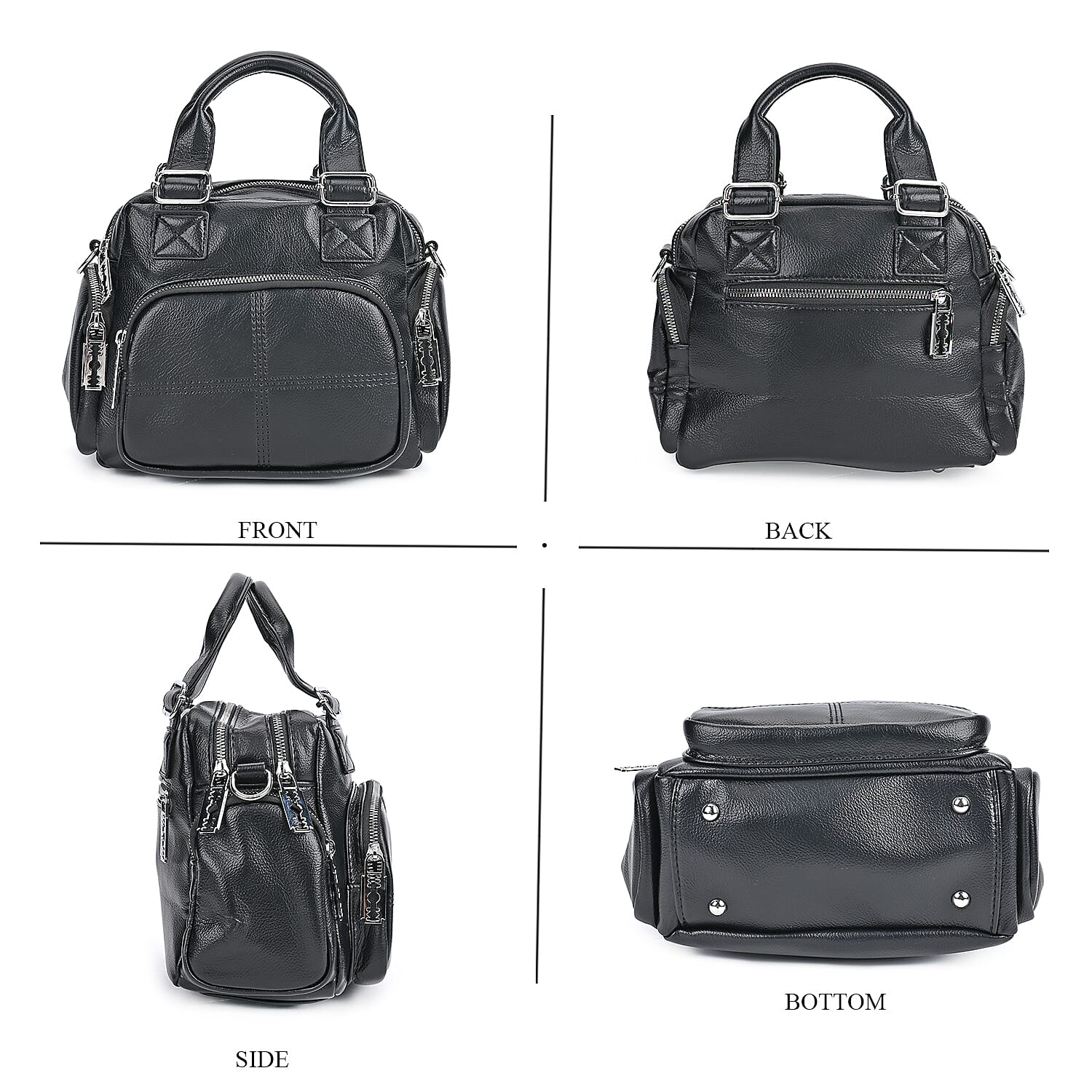 Solid Multi Pocket Crossbody Bag (Size 27x15x19 cm) - Black
