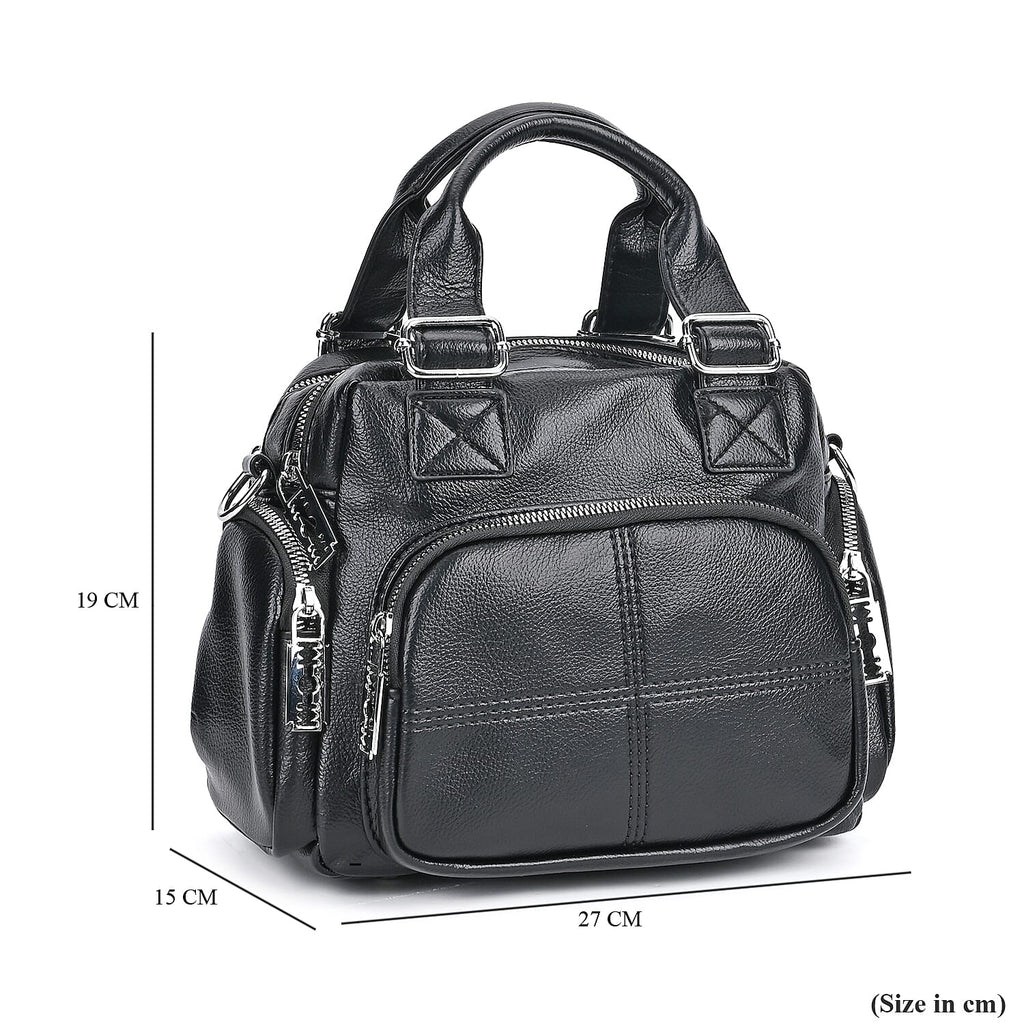 Solid Multi Pocket Crossbody Bag (Size 27x15x19 cm) - Black