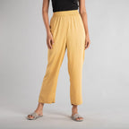TAMSY 100% Viscose Solid Palazzo (Size-12) - Beige