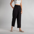 TAMSY 100% Viscose Solid Palazzo (Size-12) - Black