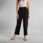 TAMSY 100% Viscose Solid Palazzo (Size-10) - Black