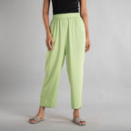 TAMSY 100% Viscose Solid Palazzo (Size-8) - Green