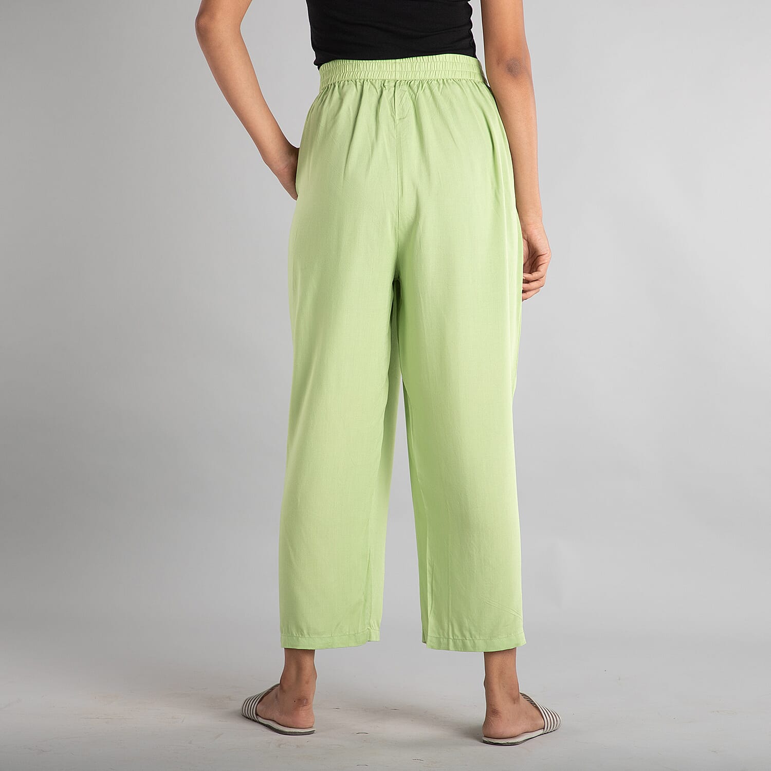 TAMSY 100% Viscose Solid Palazzo (Size-8) - Green